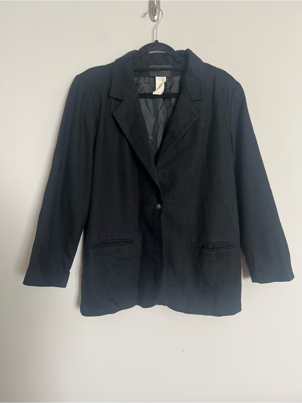 Harris Wallace Black Wool Blend Career Blazer Jacket Womens Size 10 Chic - Picture 4 of 7